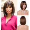 VIIYEESS Brown Bob Wigs for Women Mixed Brown Straight Layered
