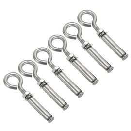 PATIKIL Expansion Hook M8 6 Pack 304 Stainless Steel Concrete Wall Hook Screw for Concrete Brick Stone Ceiling Hanging Silver
