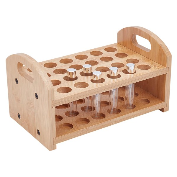 OLYCRAFT Rollerball Perfume Organizer 24 Spaces Wooden Perfume Storage Holder