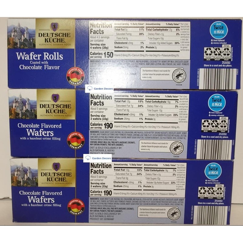 Deutsche Kuche 2 Chocolate Flavored Wafers & 1 Wafer Rolls