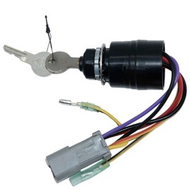 129572 Ignition Switch with Key Compatible with Tracker Boats,Ignition Switch with 2 Keys 3 Position 6 Wire Connectors
