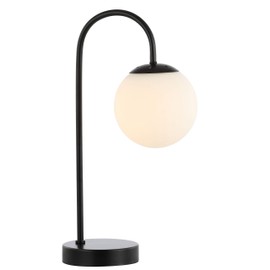 JONATHAN Y JYL6010A Arco 18.25" Iron/Glass Minimalist Mid-Century Globe LED Table Lamp Contemporary Glam Minimalist Bedside Desk Nightstand Lamp for Bedroom Living Room Office College Bookcase, Black