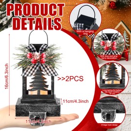 Therwen 2 Pcs Christmas Stocking Holders Lantern Stocking Hangers for Mantel Retro Xmas Hooks Decorative Light up Stocking Holders for Christmas Stockings Hangers Home Indoor