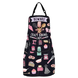 MYSOMY Funny Baking Aprons for Women - Beware Crazy Baking Lady Apron - Lover Gifts