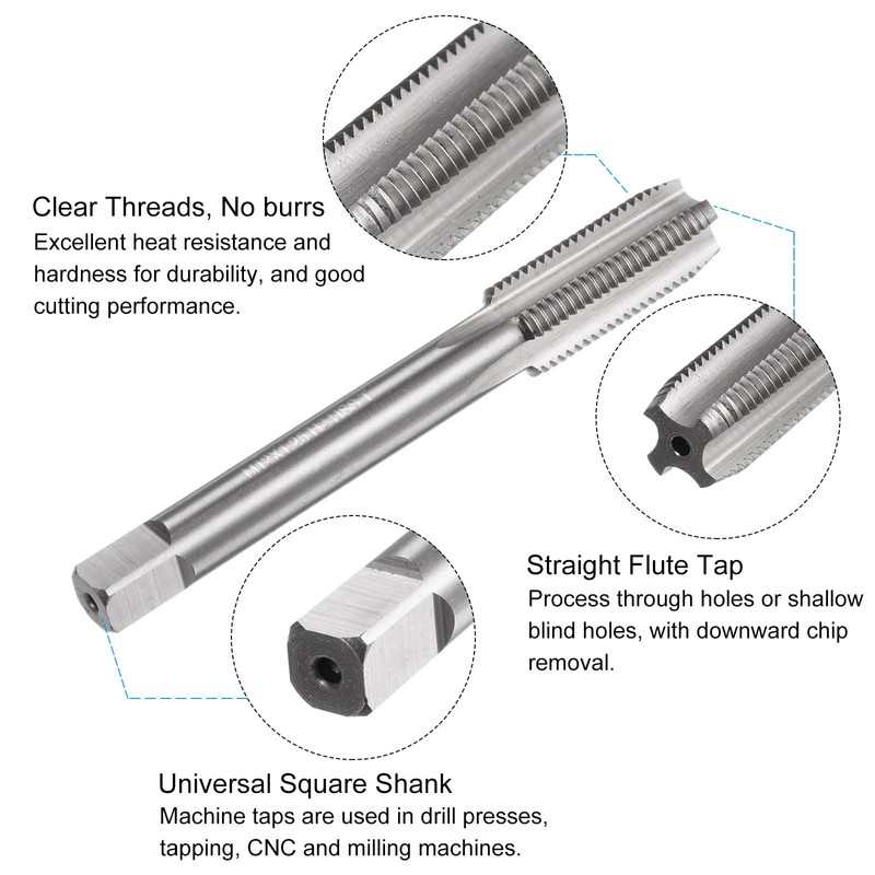 sourcing map Metric Tap and Drill Bit Set, M12 x