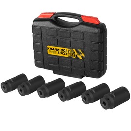 LE-JX 1/2" Drive Crank Bolt Socket Set, 17MM, 19MM, 21MM, 22MM, 24MM 27MM, Harmonic Balancer Socket Set(3 Times Momentum Power)