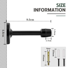 TOKPLNU Door Stopper, 4 Inch Wall Mounted Door Stop, Heavy Duty Stainless Steel Black Door Stops Wall Protector with Rubber Tip Bumper, Long Door Stoppers for Skirtings, Patio, Outdoor