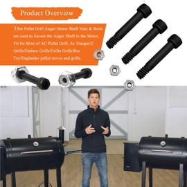 WFCYX 3 Set Replacement 74072 Auger Motor Shaft Nut & Bolt, Fit for Traeger, Pit Boss, Z-Grills, Rec Tec and Most Wood Pellet Grills & AC Pellet Grill Shaft Nut & Bolt of Auger Motor
