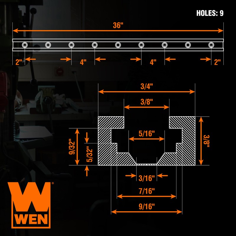 WEN 36-Inch Universal T-Track Kit for Woodworking, 2-Pack (WAT360)