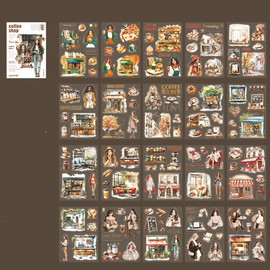 Alideco 20pcs Scrapbook Stickers Vintage Literary Girl Life Scene Sticker Book for Adults Sticker journaling Stickers for Scrapbooking (kafeitandian)