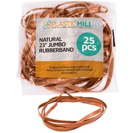 PlasticMill 23" Large Rubber Bands for Trash Cans - Heavy Duty, Elastic, Oversized Trash Can Rubber Bands - Jumbo Garbage Can Rubber Bands to Secure Liners, Moving Furniture (25-Pack)