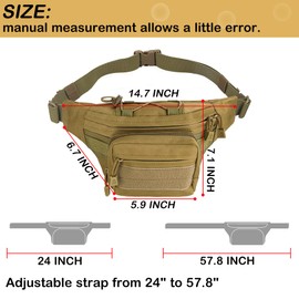 bvya Tactical Fanny Pack, Nylon Waist Bag Chest Pack with Canadian Patch and Adjustable Strap for Camping, Hiking, Outdoor Sports