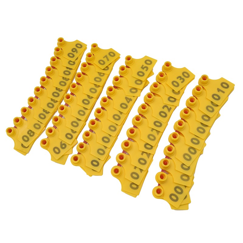 100Pcs TPU Pig Cow Ear Tag with Number 001‑100 Ear