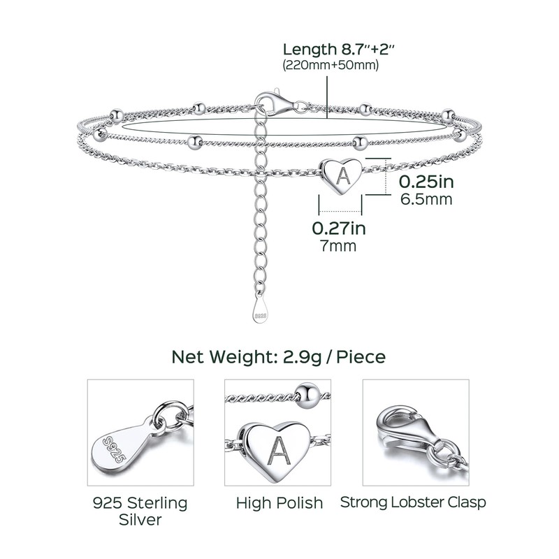 ChicSilver Sterling Silver Ankle Bracelet Anklets for Women Dainty Layered