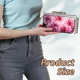 DIGTIALL Women's RFID Blocking Wallet PU Leather Slim Bifold Wristlet Clutch with Large Capacity,16 Card Slots & Zipper Coin Purse Pocket Ladies Travel Purse Wristlet,Pink Flowers