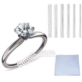 Ring Size Adjuster (Set of 4 Sizes) Snuggies 12 Pack, Ring Guard for Loose Rings with Silver Polishing Cloth (1.2mm/2mm/3mm/4mm)