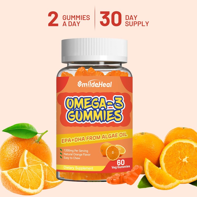 Omega 3 Gummies Supplement 1000mg, High Absorption DHA & EPA,