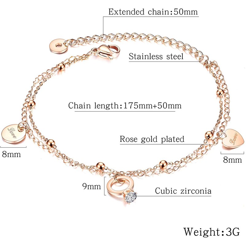 Brawo Women's Anklet, Popular, Silver Heart Bell Ring, Women's Anklet,