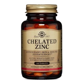 Solgar Chelated Zinc Quelatado 22mg 100tabs Sabor Neutro
