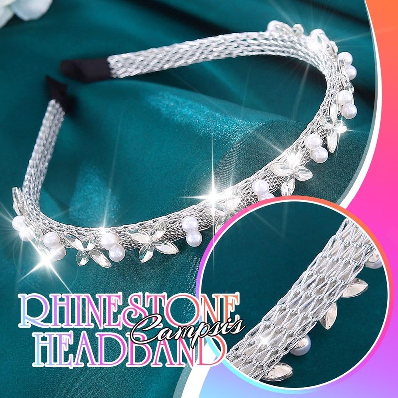 Campsis Rhinestone Headband Silver Pearl Hair Accessories Crystal Bride Hair