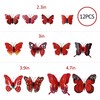 12PCS Butterfly Wall Decals Removable 3D Red Butterflies Sticker with