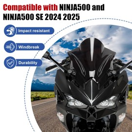Windshield for NINJA500 SE 2024 2025, PSLER Windscreen Double Bubble Wind Deflector Protector Fairing for NINJA500 SE NINJA 500 2024 2025 (Black)