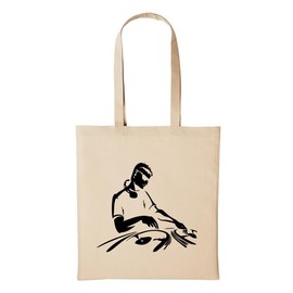 huuraa Jute Bag DJ Turntable Music Gift Idea for Men and Women Cotton Bag for Friends and Family, beige