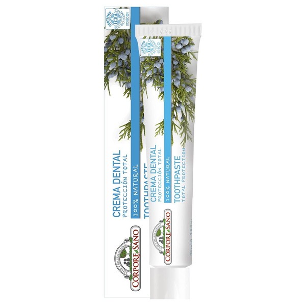 Corpore Sano Total Protection Toothpaste-Juniper,Thyme,Rosemary,Sage, Mint-FLUOR/SLS Free-Certified ORGANIC-75 ml/2.5 fl oz