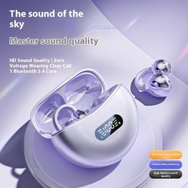 anbaole Clip on Wireless Bluetooth 5.4 Earphones, Open Sport Earphones with Microphone, Noise Reduction, Waterproof, Fitness Earbuds, LED Battery Display, Ultra Long Standby (Color)