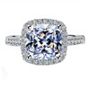 I-J VVS1 2CT Cushion Engagement Ring for Women Sterling Silver