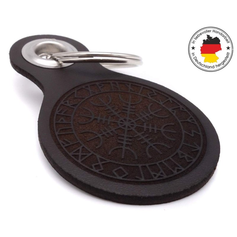 Samunshi® Leather Keyring with Engraving with Various Motifs Gifts Made