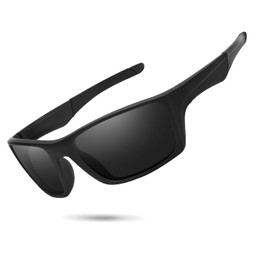 IGnaef Polarized Dark Black Sunglasses for Men Women Sport Wrap Around Style Lightweight UV Protection IF1082