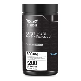 NMN + RESVERATROL ULTRA PURE 200 capsulas (600mg por porcion) Mononucleotido de Nicotinamida, Producción de NAD+