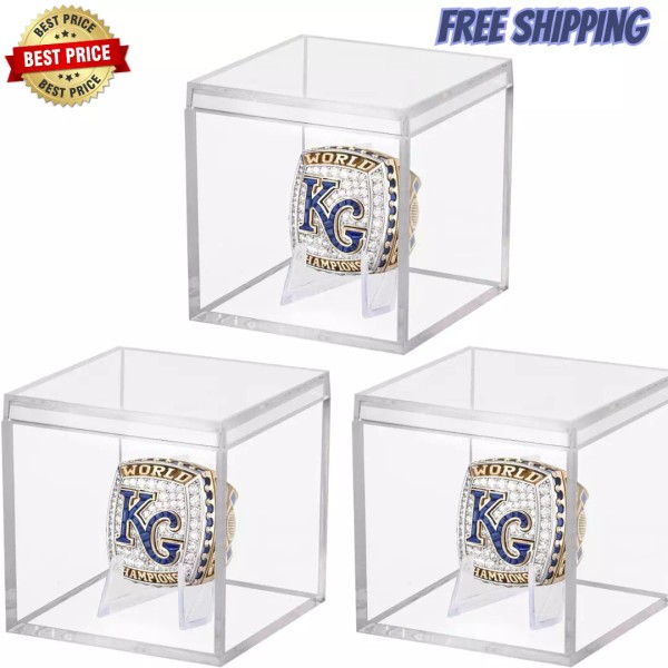 Unbranded 3 Pack Championship Ring Display Case Clear Acrylic Display