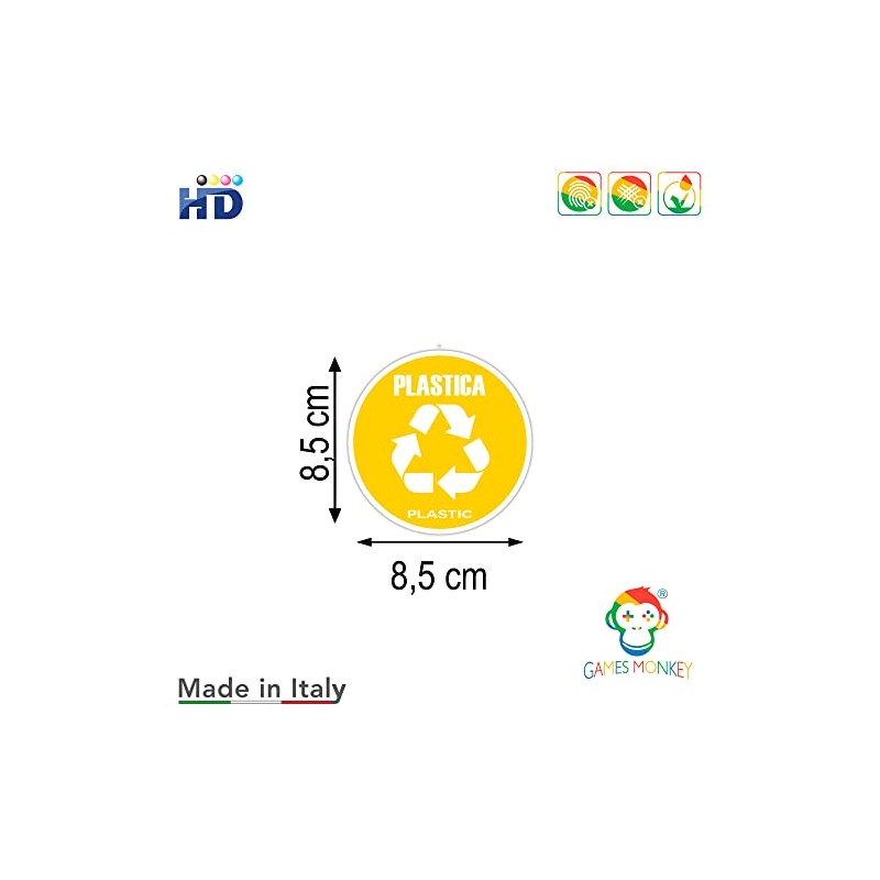 GamesMonkey® - Recycling Stickers for Recycling Garbage V4 – Washable
