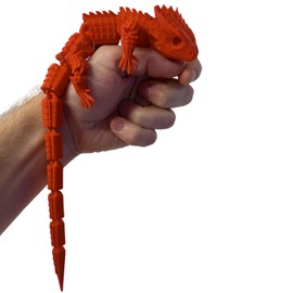 RJW Design Store Large Reptile Fidget - Articulated Lizard, Anxiety Stress Relief, ADHD & Autism Friendly Bearded Dragon Fidget Pet (Red)