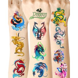144 Pieces Dragon Temporary Tattoos Dragon Party favors for Kids Adults,Dragon Tattoos Stickers Party Supplies Dragon Birthday Party Favors, Goodie Bag Fillers