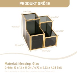 HARLIANGXY Make up brush holder, make-up brush holder, cosmetic organiser with 4 compartments, make-up storage, gold, cosmetic brush container for dressing table, desk