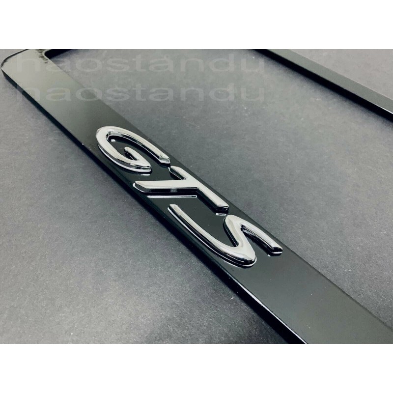 BLVD 1x GTS 3D Emblem BLACK Stainless License Plate Frame