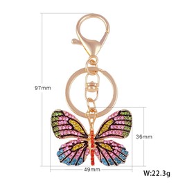 Axmerdal Cute Animal Butterfly Crystal Rhinestone Sparkling Keychain Key Ring Car Bag Pendant Purse Charm Decor Gifts (light pink)