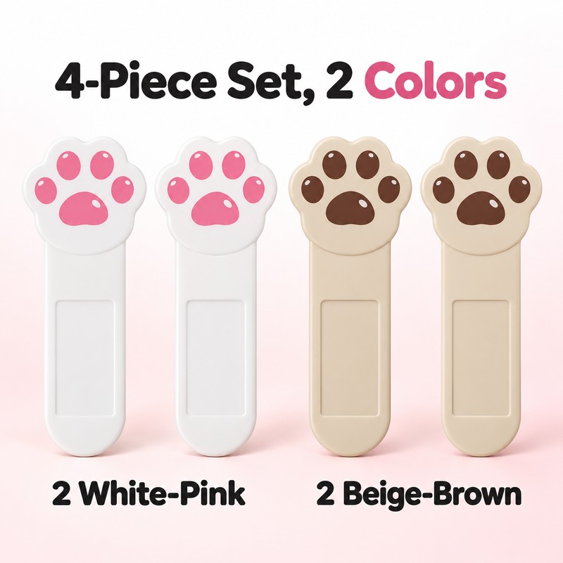 Cat Paw Toilet Seat Lifter Handle – 4 Pack Self-Adhesive