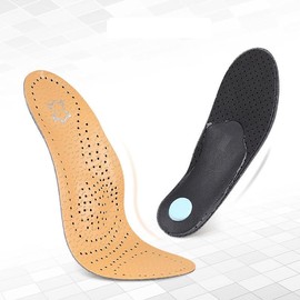 Arch insoles for men and women, breathable and sweat absorbing leather shoes, soft sports and shock-absorbing insoles (Black, 37-38)