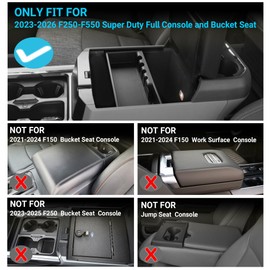 Sinminou Center Console Organizer Compatible with 2023 2024 2025 2026 Ford F250 F350 F450 F550 Super Duty Accessories, Center Console Tray with Internal Divider (Only fit Full Consoles & Bucket Seats)