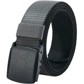 LionVII Mens Elastic Belt 130cm Stretch Belt with Plastic Buckle Belt Band in 2 Same Colours, Black and Grey