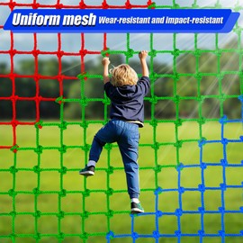 HARERNET Climbing Net for Kids Outdoor,Polyester Climbing Cargo Net Heavy Duty Large Military Playground Equipment Rope Ladder for Kids Suitable for Swing Tree House Jungle Gym (3×6.5FT)