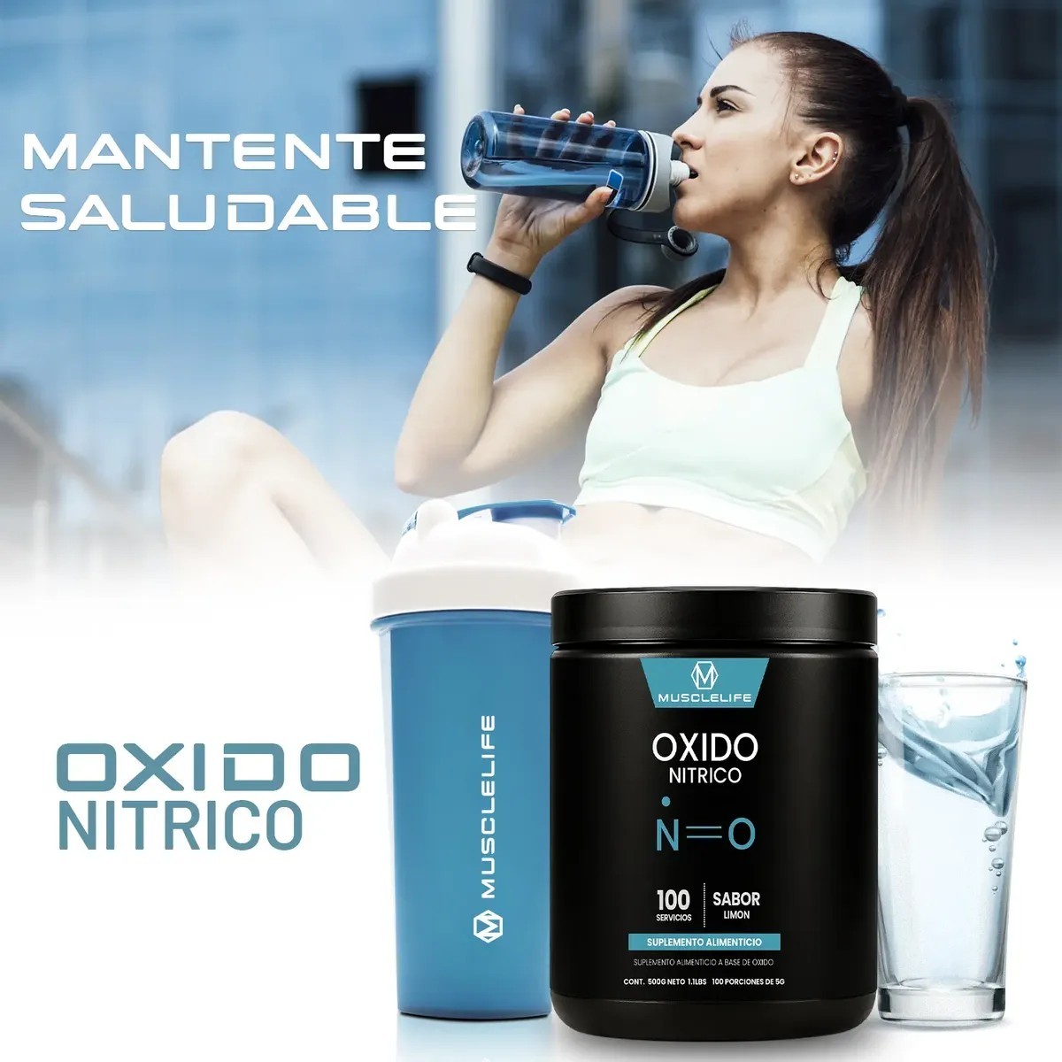 Óxido Nítrico Pre Entreno Suplemento Muscle Life 500g 100se