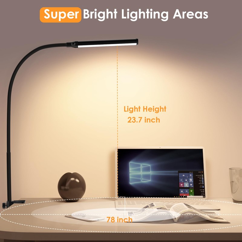 ShineTech LED Desk lamp with Clamp, 3000K Warm White 11