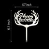 Decoración para tarta de cumpleaños de Antlers (acrílico plateado espejo)