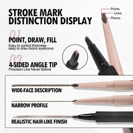 Anglicolor Eyebrow Pencil Set, Quick Eyebrows in 3 Minutes, Eyebrow Brush Quick Filling, Microblading Eyebrow Pencil Replacement Core For, Combined for Better Results (04 Grey Black)