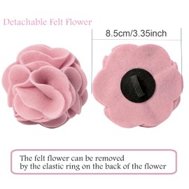 ARING PET Velvet Dog Collar, Unique Pink Dog Collars with Detachable Felt Flower, Adjustable Soft Velvet Dogs Collar Flower with Metal Buckle for Small Medium Large Dogs